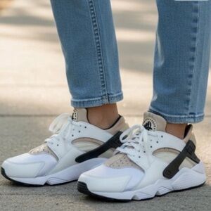 Nike Air Huarache White Sanddrift Black - Women's Shoes Size 8.5 DH4439-108